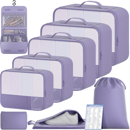 BAGAIL 9 Set Packing Cubes with Packing List Luggage Packing Organizers for Travel Accessories (Black)
