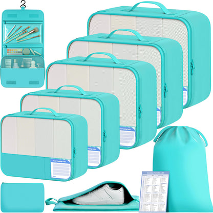 BAGAIL 9 Set Packing Cubes with Packing List Luggage Packing Organizers for Travel Accessories (Black)