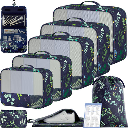 BAGAIL 9 Set Packing Cubes with Packing List Luggage Packing Organizers for Travel Accessories (Cream)
