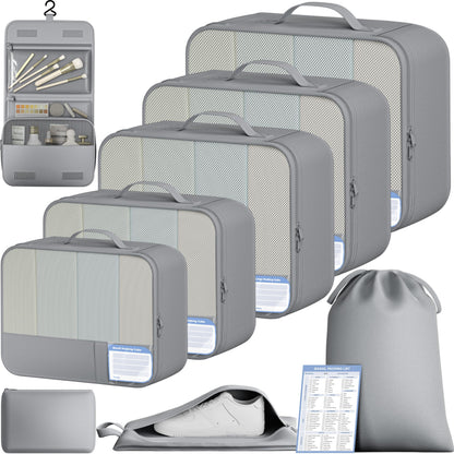 BAGAIL 9 Set Packing Cubes with Packing List Luggage Packing Organizers for Travel Accessories (Cream)