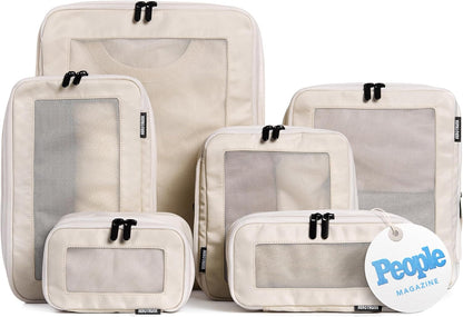 Aerotrunk Compression Packing Cubes for Travel, 6-Pack, Beige