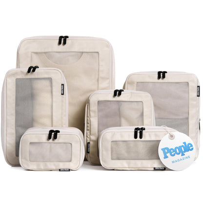 Aerotrunk Compression Packing Cubes for Travel, 6-Pack, Light Grey
