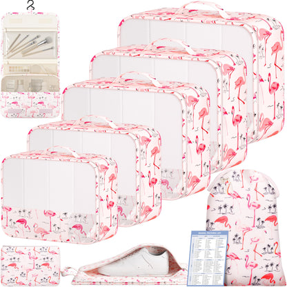 BAGAIL 9 Set Packing Cubes with Packing List Luggage Packing Organizers for Travel Accessories (Cream)