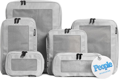 Aerotrunk Compression Packing Cubes for Travel, 6-Pack, Light Grey