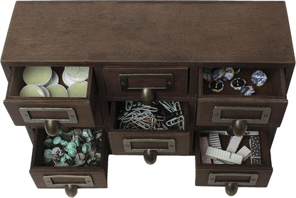 Kate and Laurel Apothecary Wood Desk Drawer Set, 9 Drawers, Rustic Brown