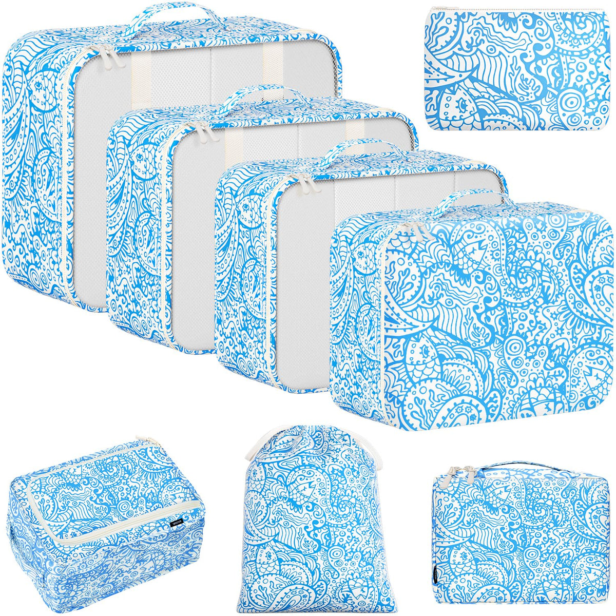 BAGAIL 8 Set Packing Cubes Luggage Packing Organizers for Travel Accessories-Jet Black