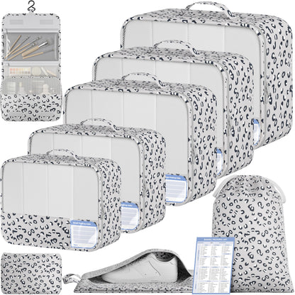BAGAIL 9 Set Packing Cubes with Packing List Luggage Packing Organizers for Travel Accessories (Cream)