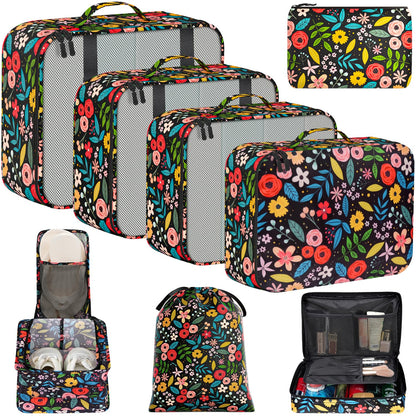 BAGAIL 8 Set Packing Cubes Luggage Packing Organizers for Travel Accessories-Jet Black