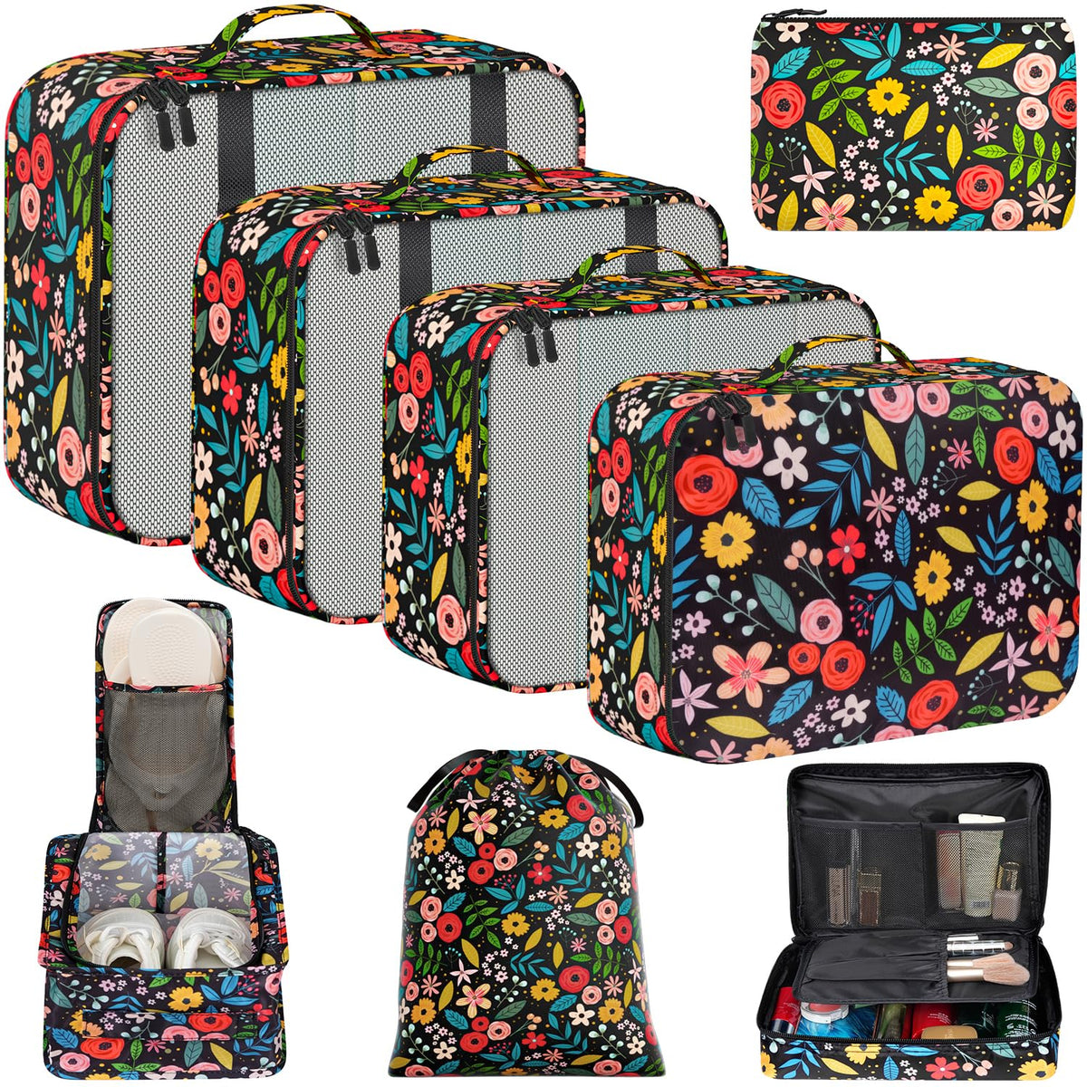 BAGAIL 8 Set Packing Cubes Luggage Packing Organizers for Travel Accessories-Cream