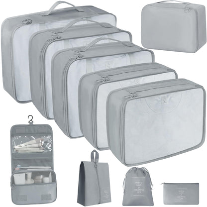 10 Pcs Set Packing Cubes - Travel Packing Organizers, Expandable Suitcase Organizer, Luggage Organizer Bags