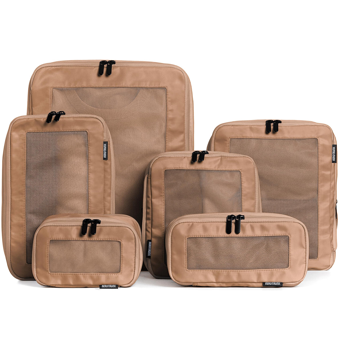 Aerotrunk Compression Packing Cubes for Travel, 6-Pack, Beige