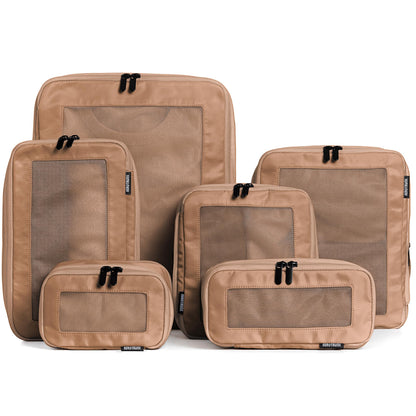Aerotrunk Compression Packing Cubes for Travel, 6-Pack, Beige