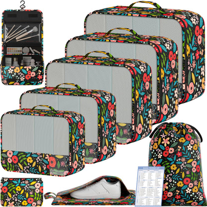 BAGAIL 9 Set Packing Cubes with Packing List Luggage Packing Organizers for Travel Accessories (Black)